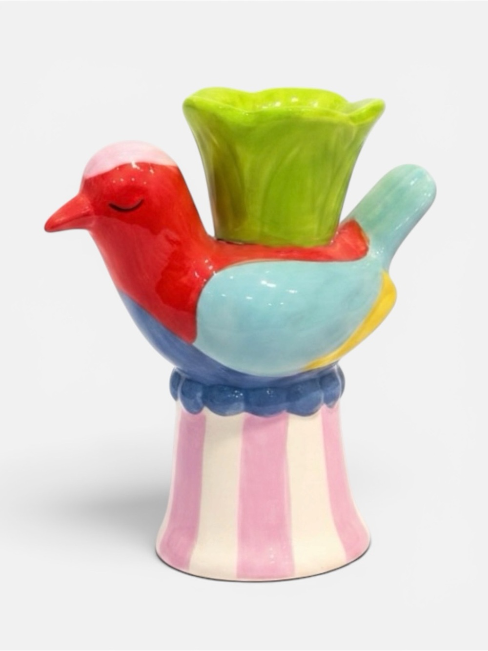 Anthropologie Hand Painted Colorful Bird Taper Candle Holders Set of 4 NWT - Picture 2 of 3